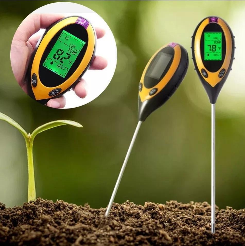 5 In 1 Soil Ph Meter Soil Moisture Monitor LCD Display PH Tester  Temperature Sunlight Intensity Testing Tool for Plants Illumination  Thermometer